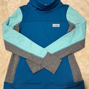 PINK Victoria's Secret Teal and Gray Cowl Neck Sweater
